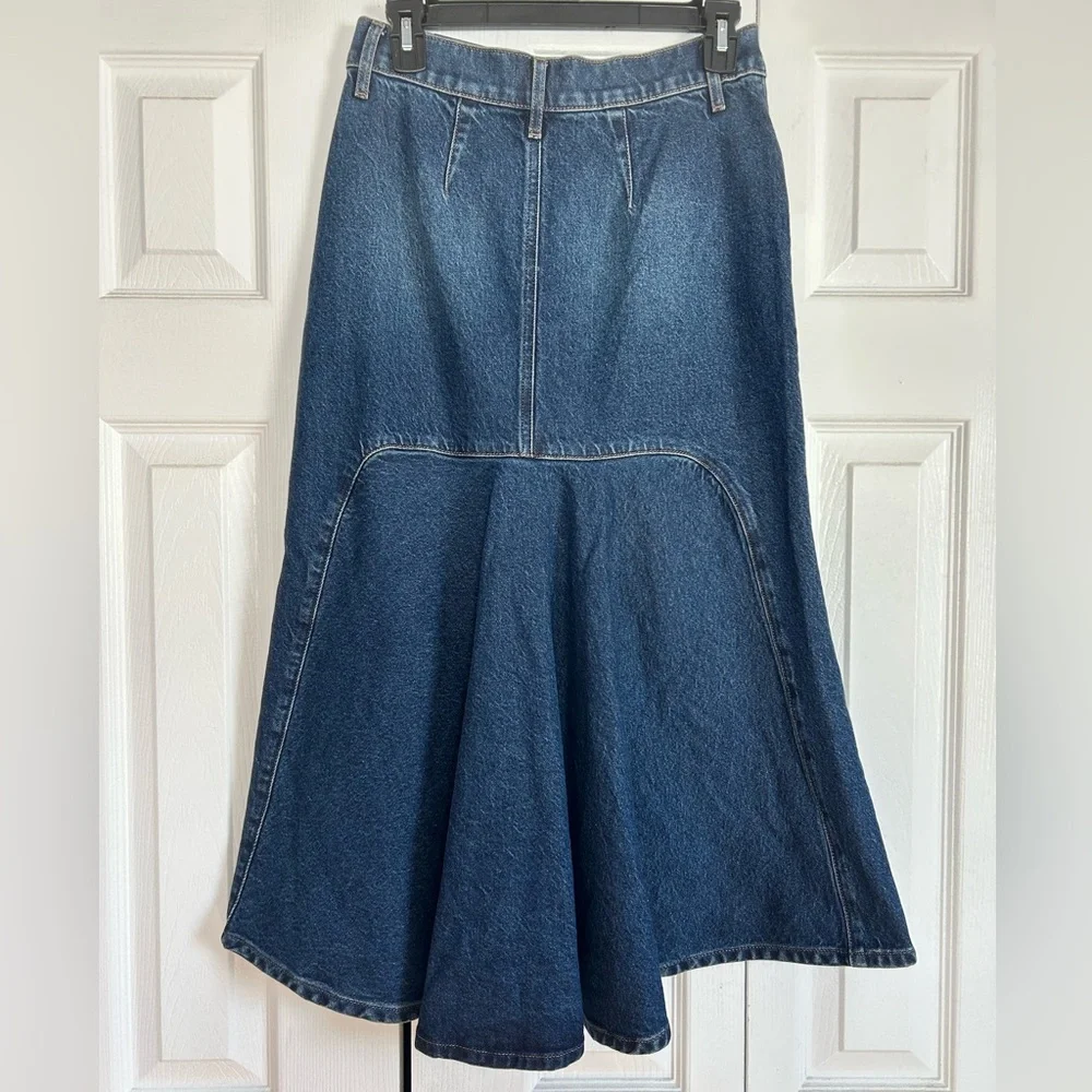 Express Denim Midi Skirt with Front Slit - Picture 6 of 7